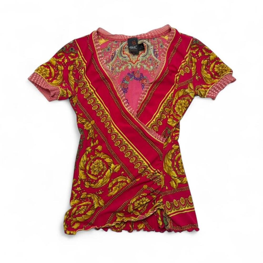Anac pink and yellow paisley print top Size S Unique Print Desi Top Design Kimi